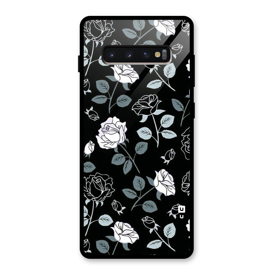 Black Artsy Bloom Glass Back Case for Galaxy S10 Plus
