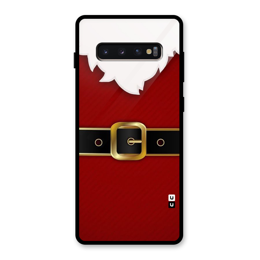 Black Belt Design Glass Back Case for Galaxy S10 Plus