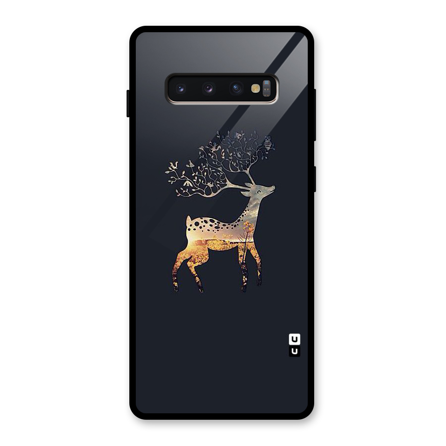 Black Deer Glass Back Case for Galaxy S10 Plus