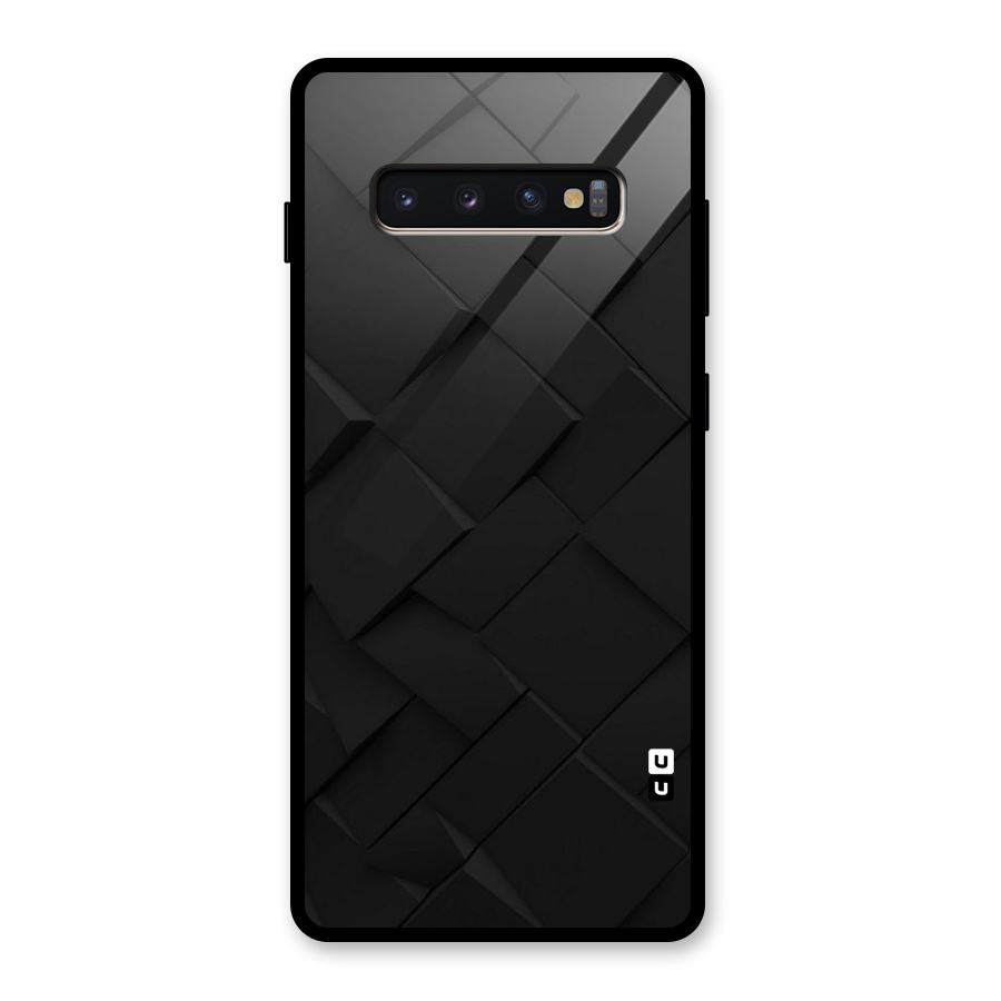Black Elegant Design Glass Back Case for Galaxy S10 Plus