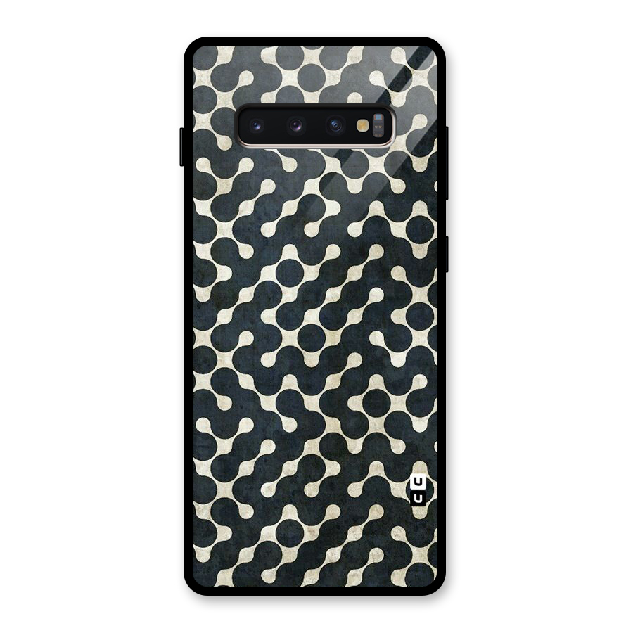 Black Maze Design Glass Back Case for Galaxy S10 Plus