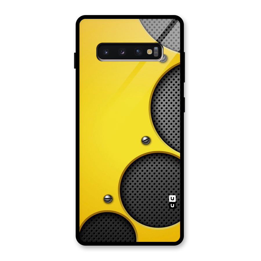 Black Net Yellow Glass Back Case for Galaxy S10 Plus