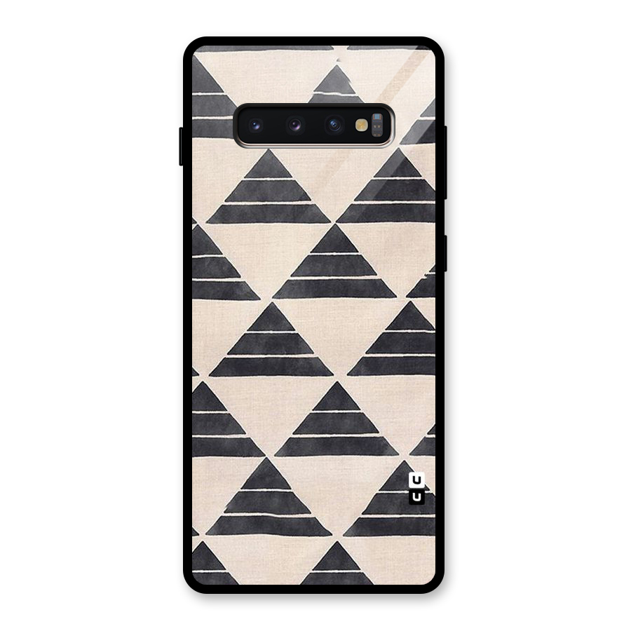 Black Slant Triangles Glass Back Case for Galaxy S10 Plus
