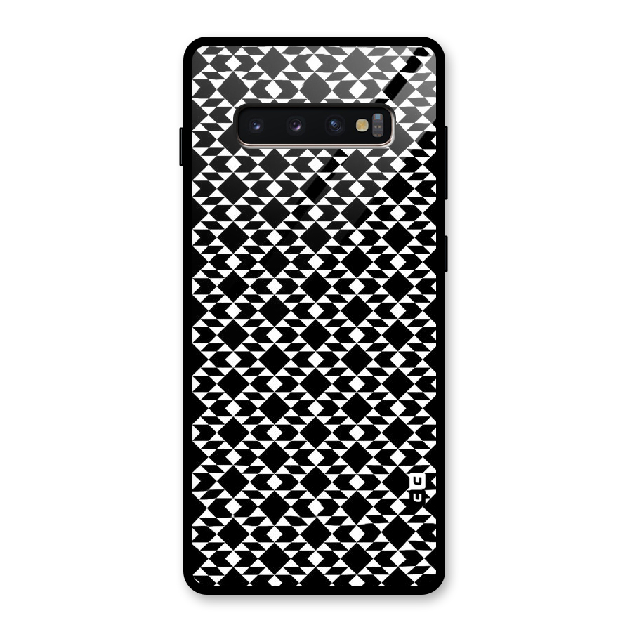 Black White Diamond Abstract Glass Back Case for Galaxy S10 Plus