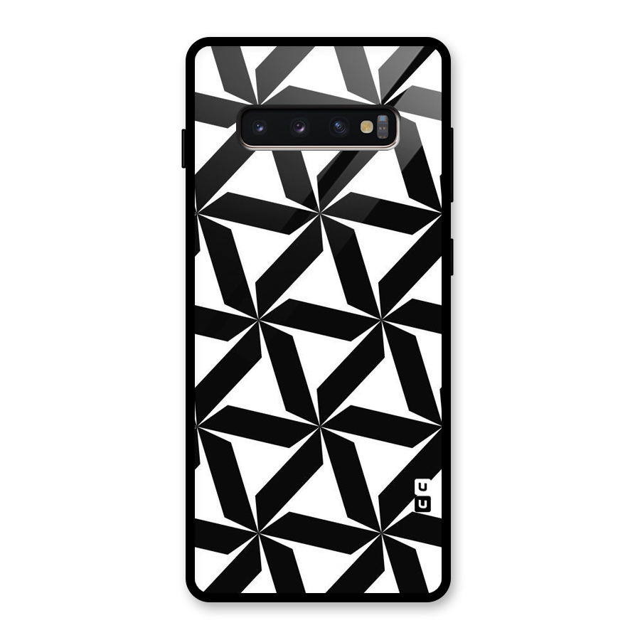 Black White Fan Design Glass Back Case for Galaxy S10 Plus