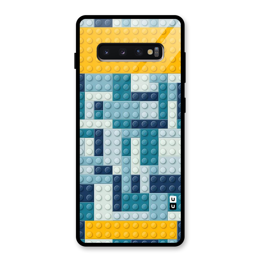 Blocks Blues Glass Back Case for Galaxy S10 Plus
