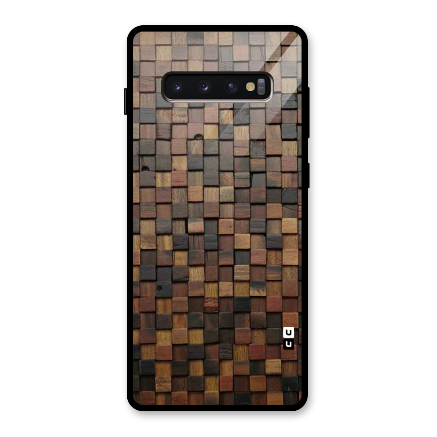 Blocks Of Wood Glass Back Case for Galaxy S10 Plus
