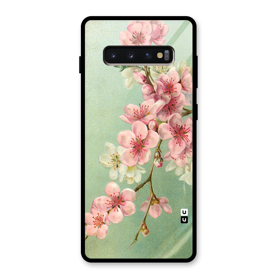 Blossom Cherry Design Glass Back Case for Galaxy S10 Plus