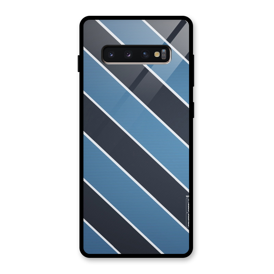 Blue Black Stripes Glass Back Case for Galaxy S10 Plus