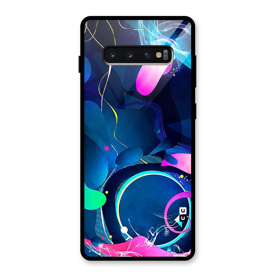 Blue Circle Flow Glass Back Case for Galaxy S10 Plus