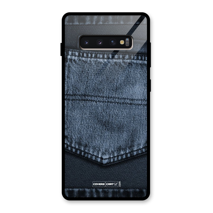 Blue Denim Glass Back Case for Galaxy S10 Plus