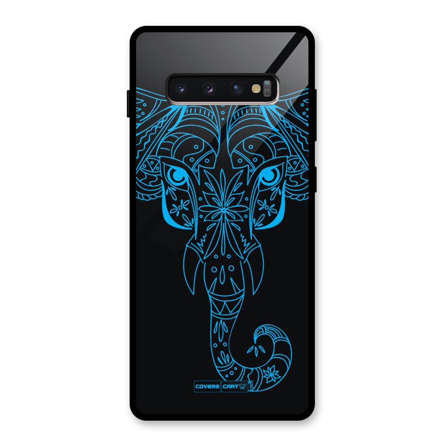 Blue Elephant Ethnic Glass Back Case for Galaxy S10 Plus