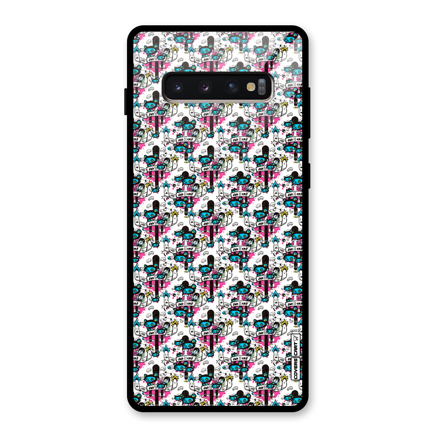 Blue Pink Pattern Glass Back Case for Galaxy S10 Plus