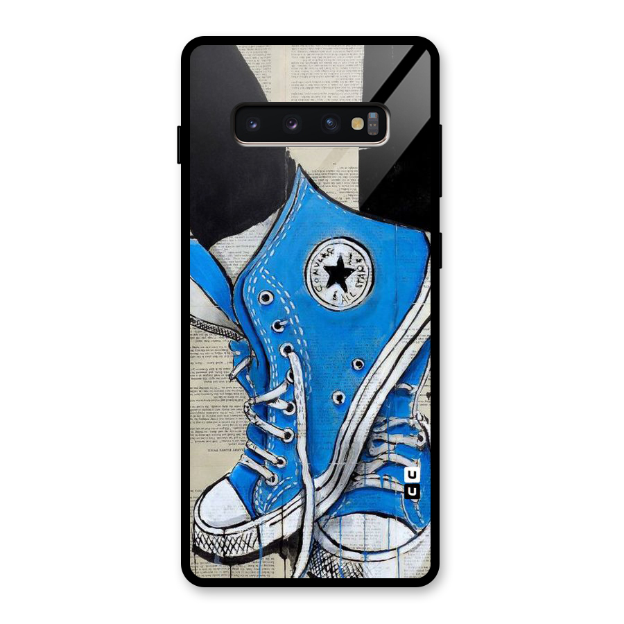 Blue Shoes Glass Back Case for Galaxy S10 Plus