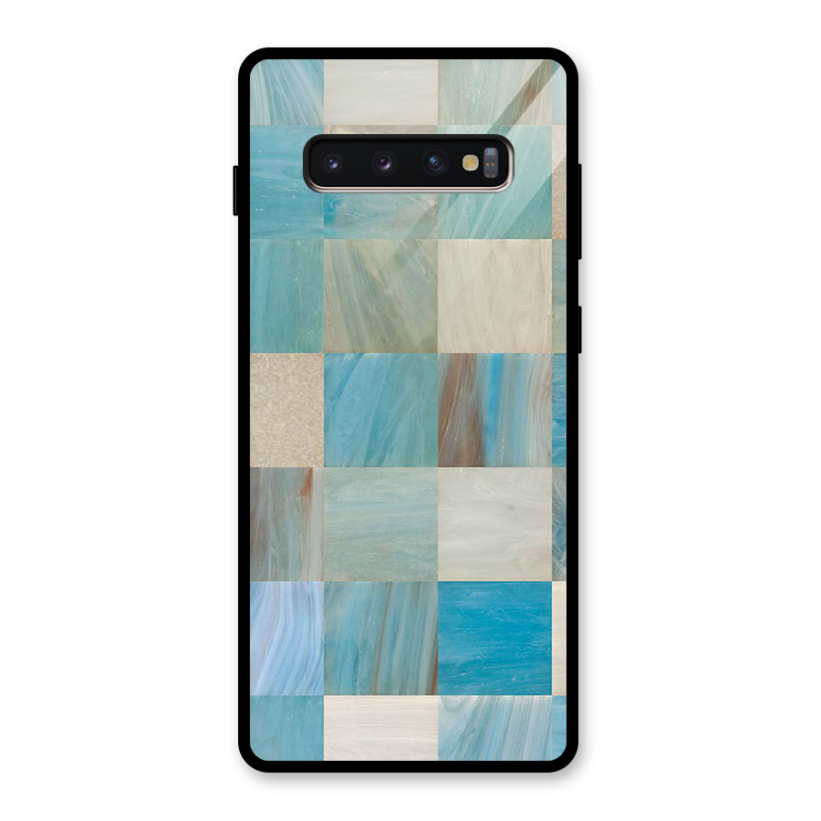 Blue Tiles Glass Back Case for Galaxy S10 Plus