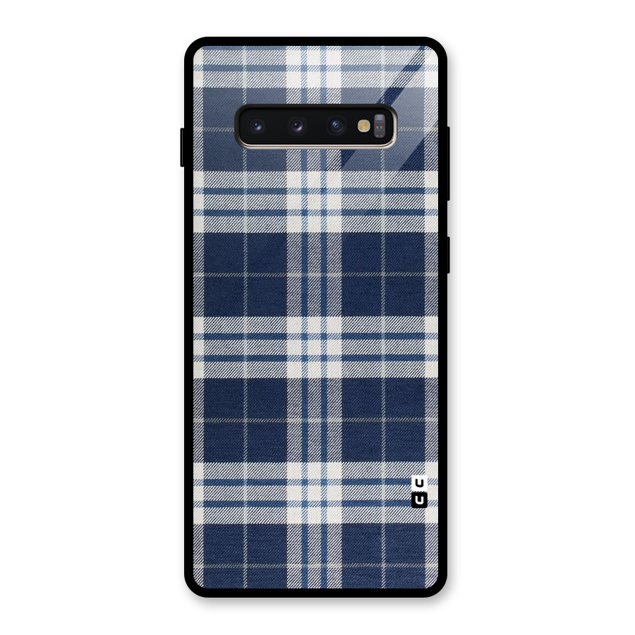 Blue White Check Glass Back Case for Galaxy S10 Plus