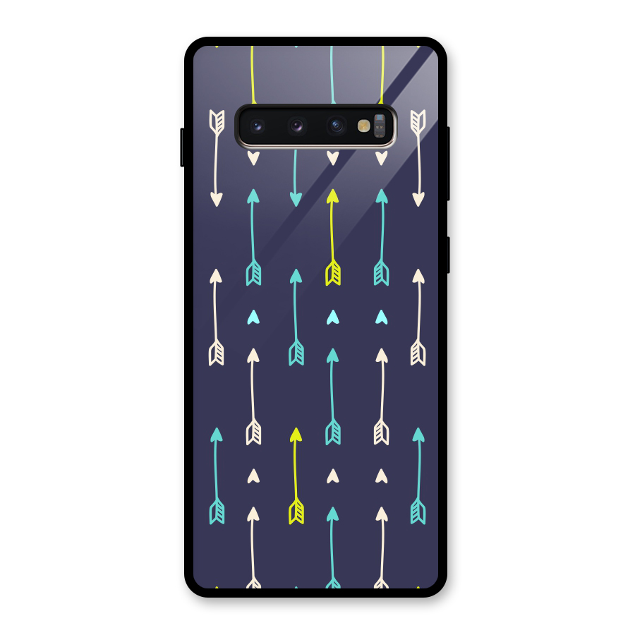 Boho Arrow Pattern Glass Back Case for Galaxy S10 Plus