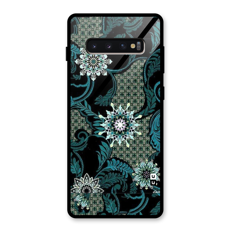 Bottle Green Floral Glass Back Case for Galaxy S10 Plus