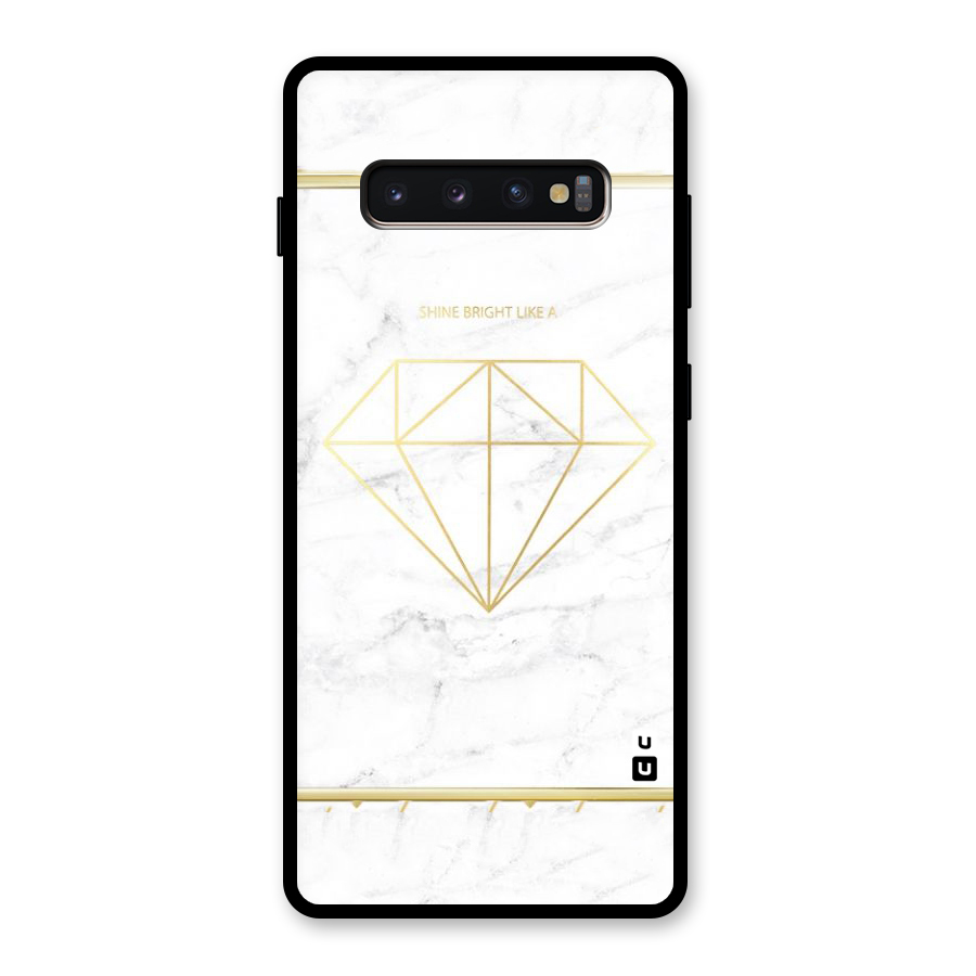 Bright Gold Diamond Glass Back Case for Galaxy S10 Plus