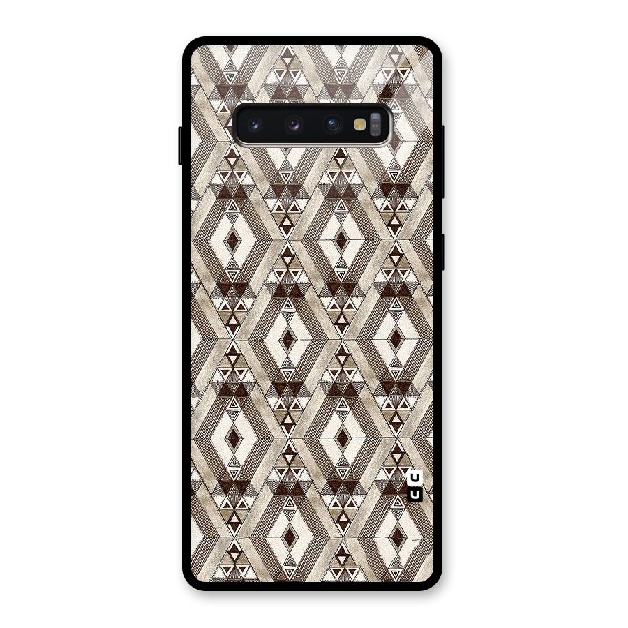 Brown Abstract Design Glass Back Case for Galaxy S10 Plus