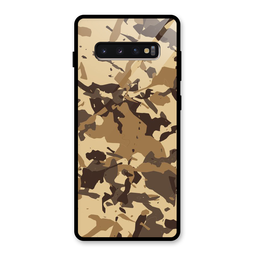Brown Camouflage Army Glass Back Case for Galaxy S10 Plus