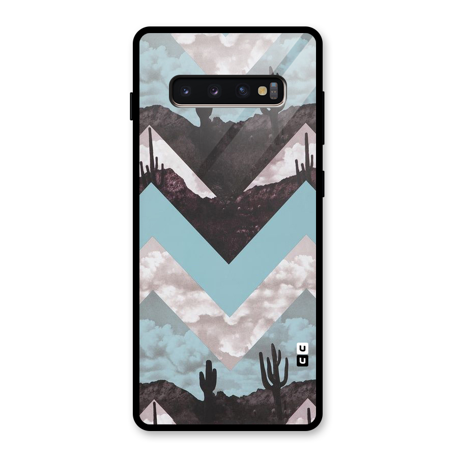 Cacutus Zig Zag Pattern Glass Back Case for Galaxy S10 Plus