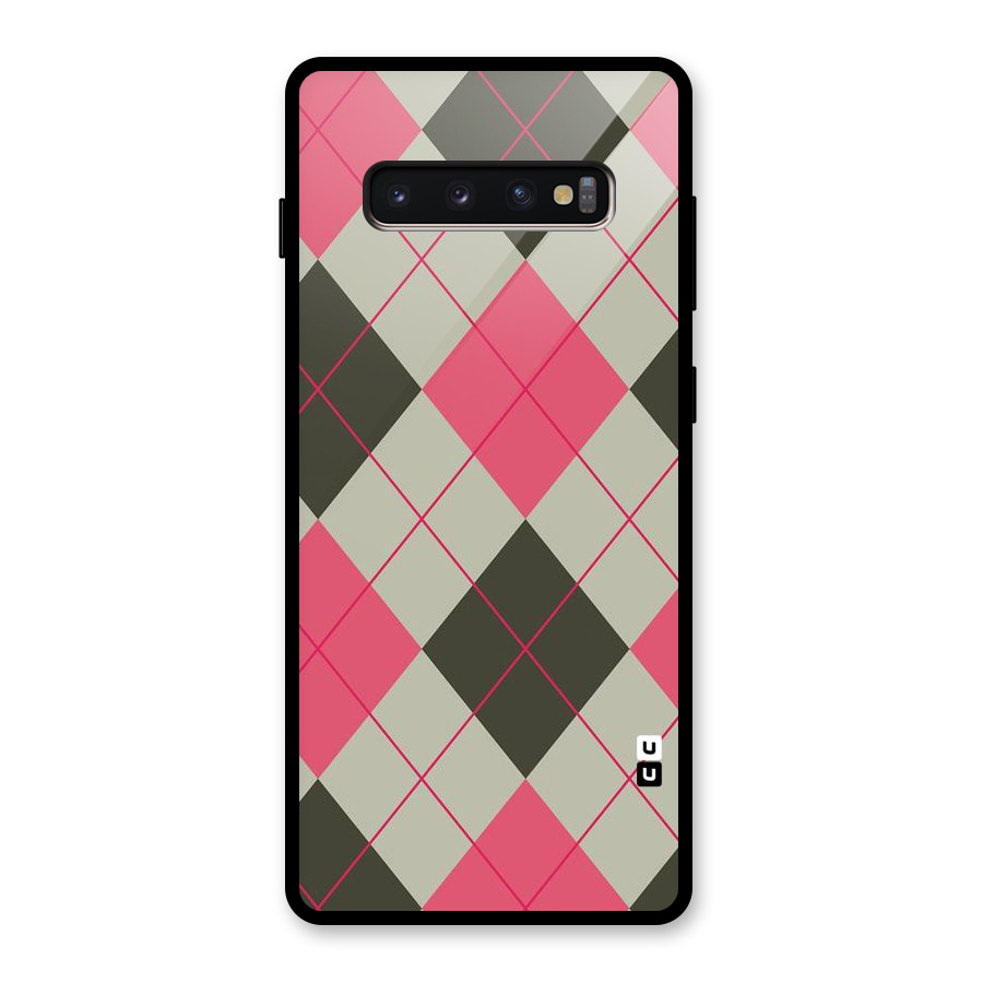 Check And Lines Glass Back Case for Galaxy S10 Plus