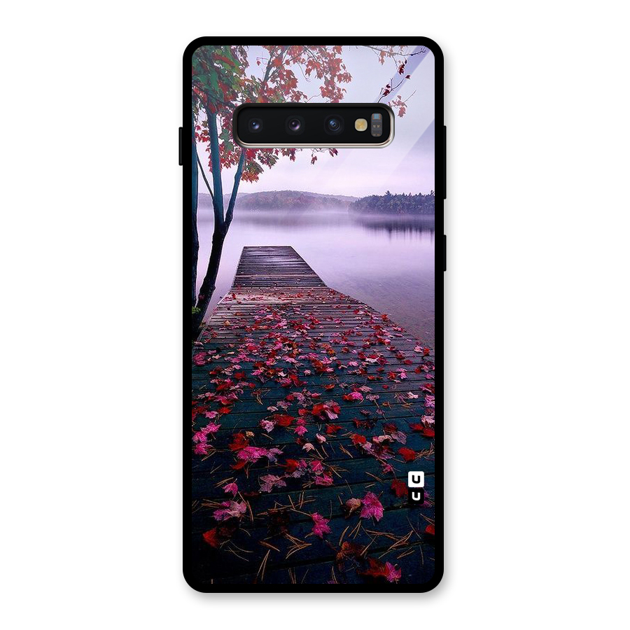 Cherry Blossom Dock Glass Back Case for Galaxy S10 Plus