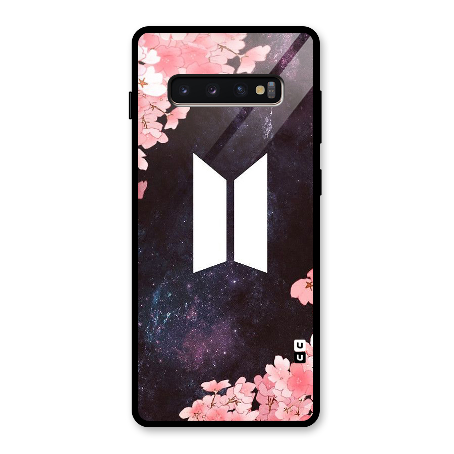 Cherry Blossom Pause Design Glass Back Case for Galaxy S10 Plus