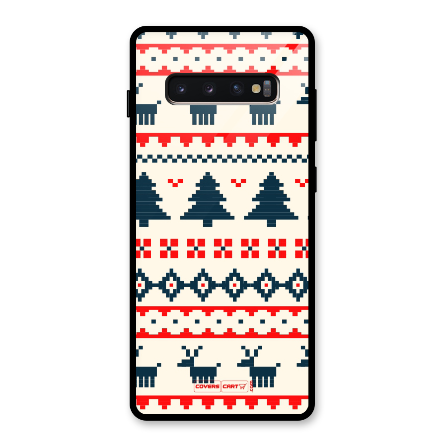 Christmas Design Pattern Glass Back Case for Galaxy S10 Plus
