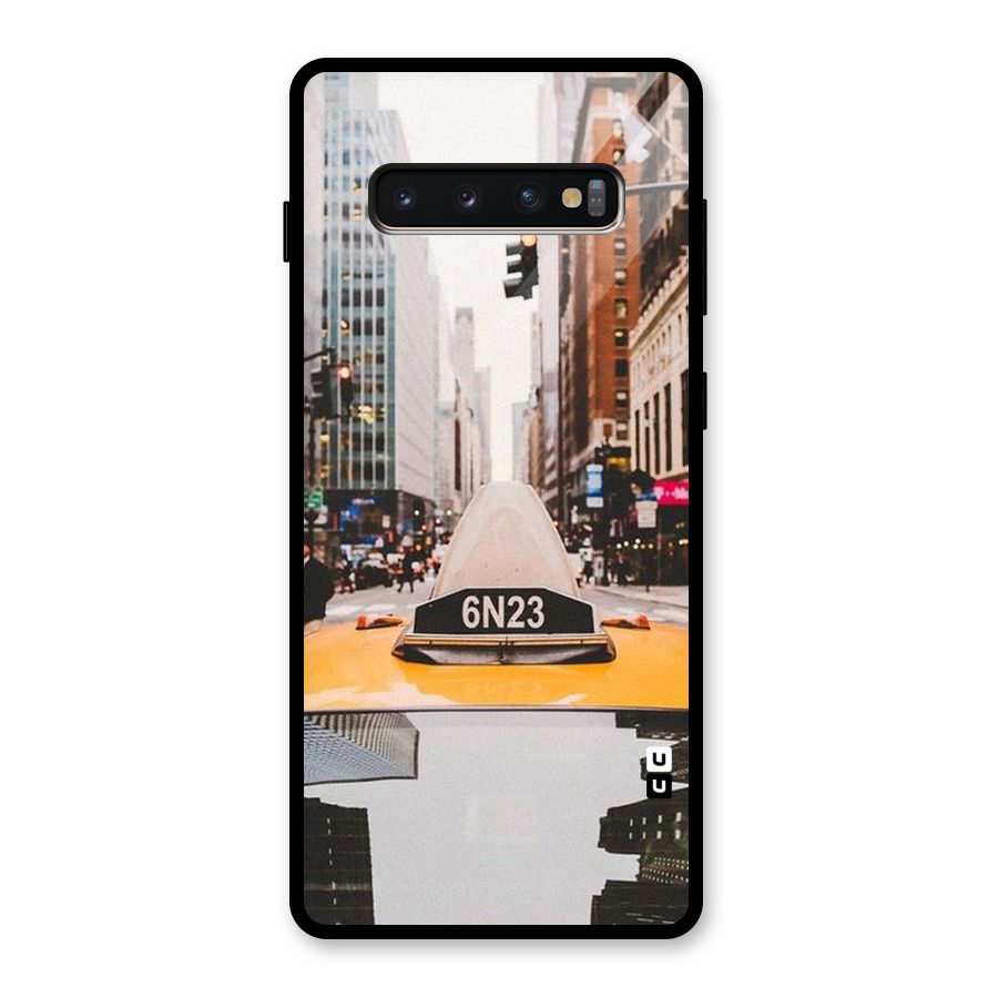 City Taxi Glass Back Case for Galaxy S10 Plus