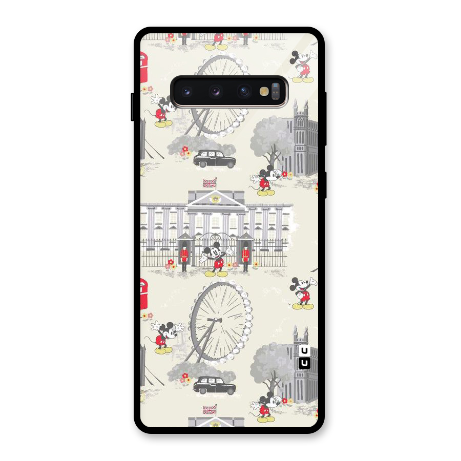City Tour Pattern Glass Back Case for Galaxy S10 Plus