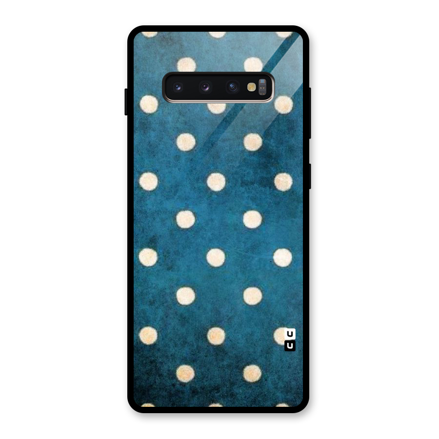 Classic Blue Polka Glass Back Case for Galaxy S10 Plus