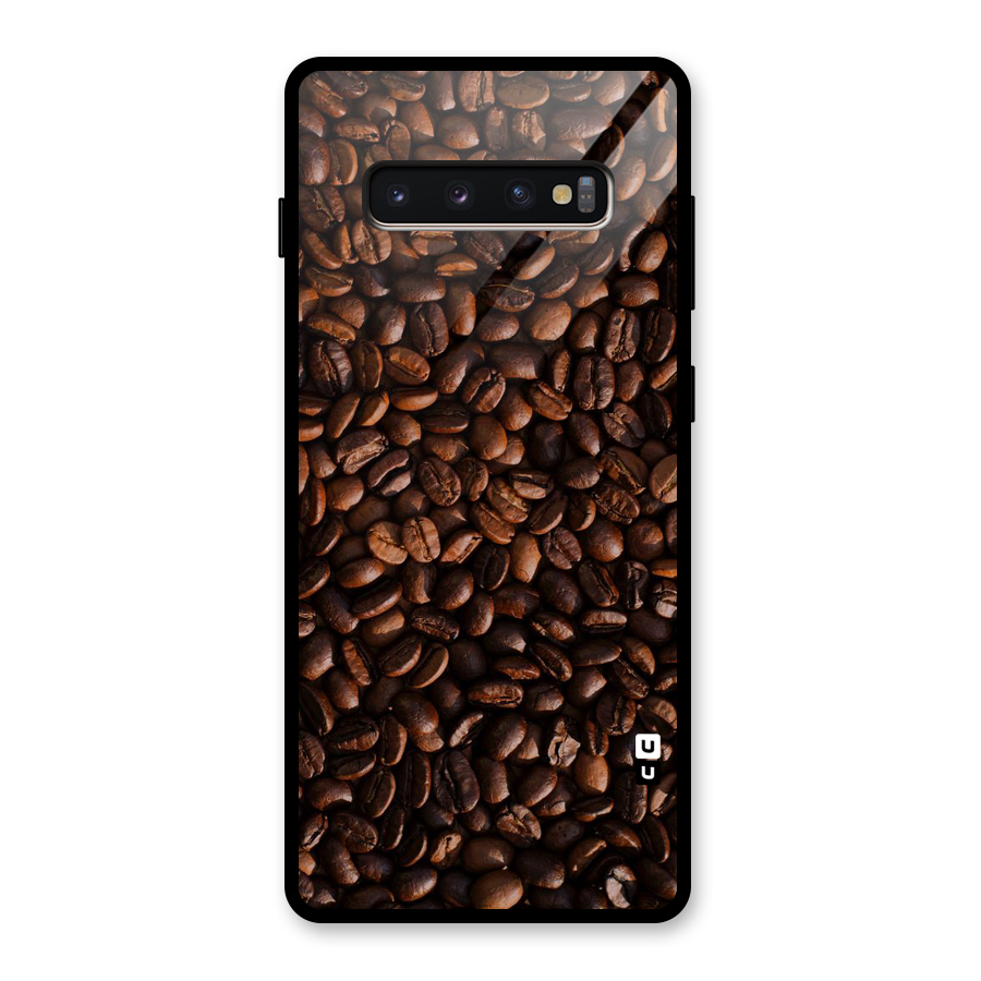 Coffee Beans Scattered Glass Back Case for Galaxy S10 Plus
