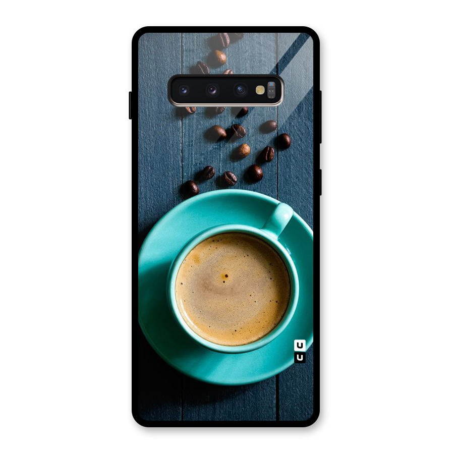 Coffee Beans and Cup Glass Back Case for Galaxy S10 Plus