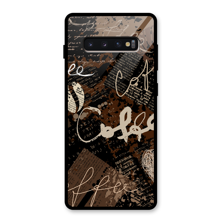 Coffee Scribbles Glass Back Case for Galaxy S10 Plus
