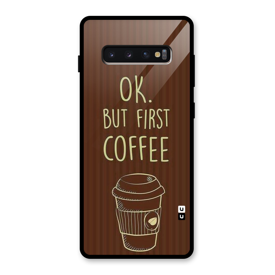 Coffee Stripes Glass Back Case for Galaxy S10 Plus