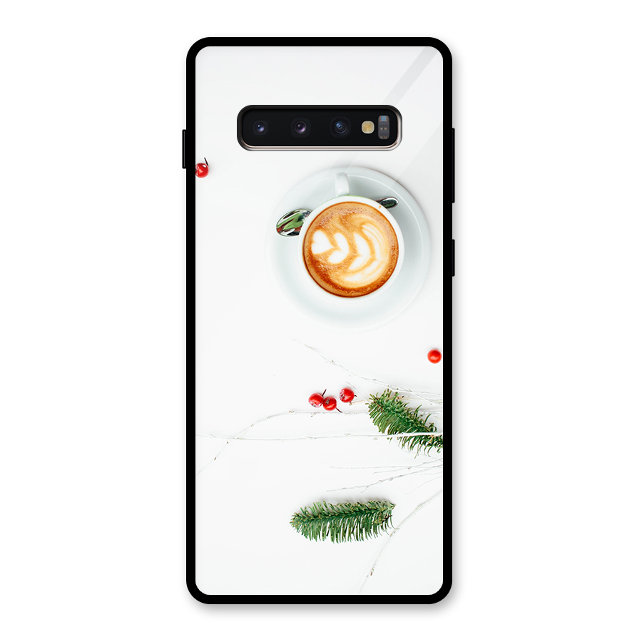 Coffee and Leafs Glass Back Case for Galaxy S10 Plus