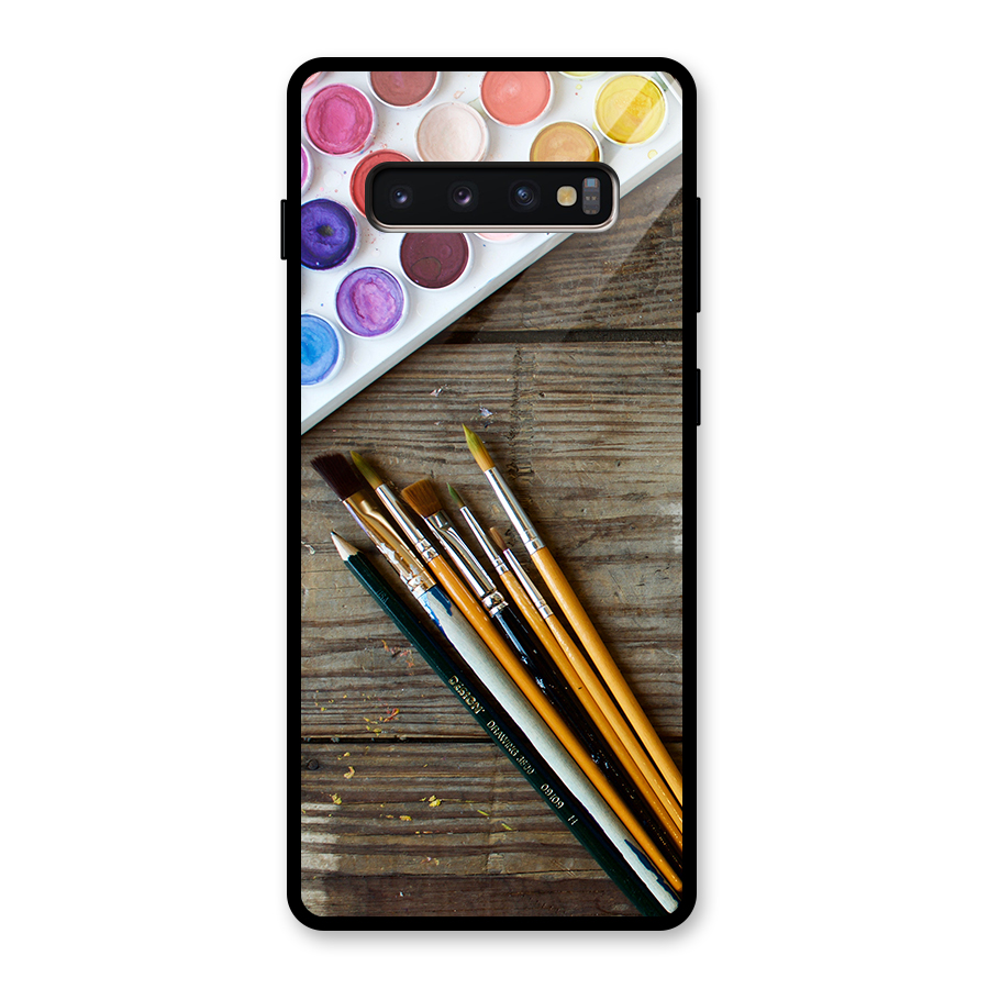 Color Palette and Brush Glass Back Case for Galaxy S10 Plus