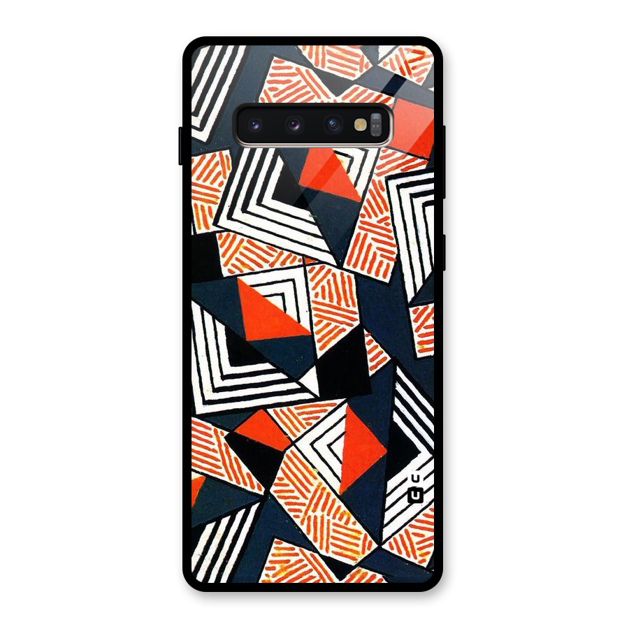 Colored Cuts Pattern Glass Back Case for Galaxy S10 Plus