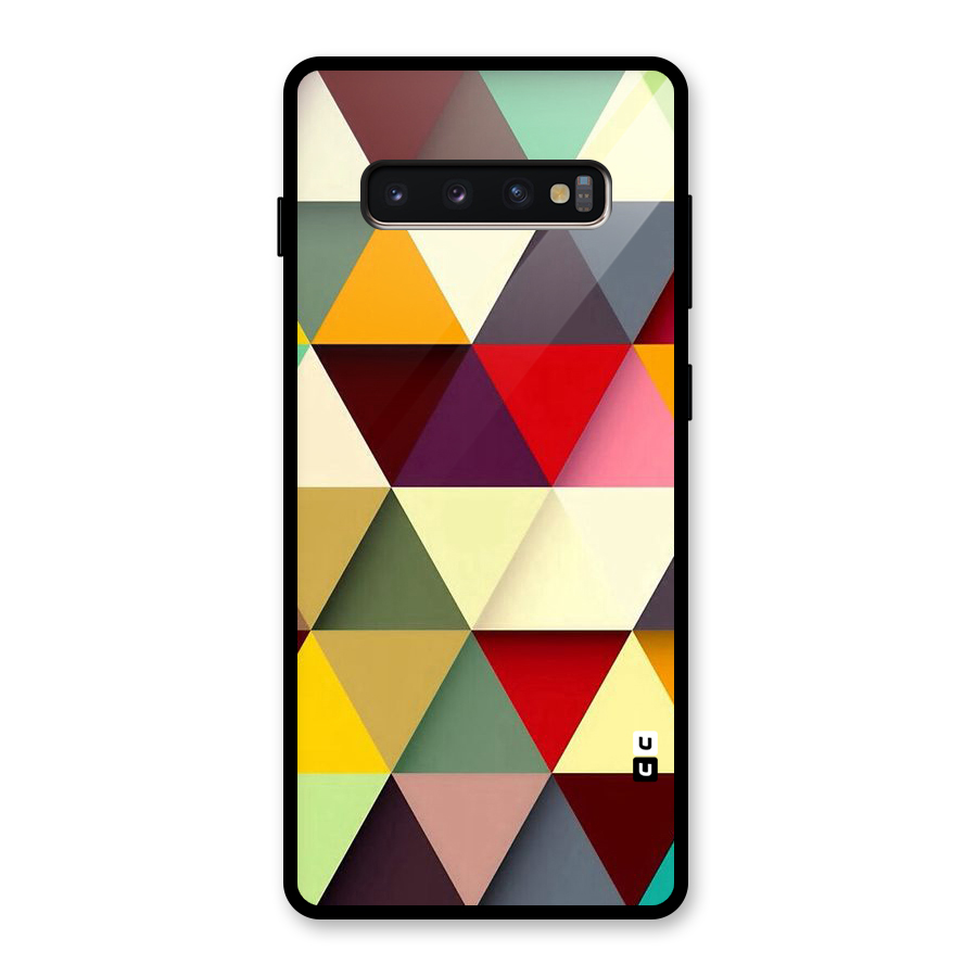 Colored Triangles Glass Back Case for Galaxy S10 Plus