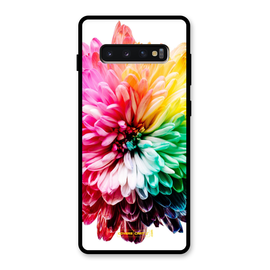 Colorful Flower Glass Back Case for Galaxy S10 Plus
