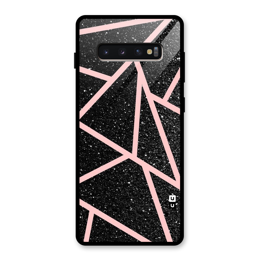 Concrete Black Pink Stripes Glass Back Case for Galaxy S10 Plus