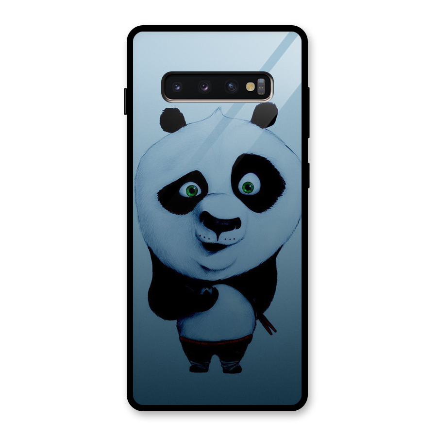 Confused Cute Panda Glass Back Case for Galaxy S10 Plus