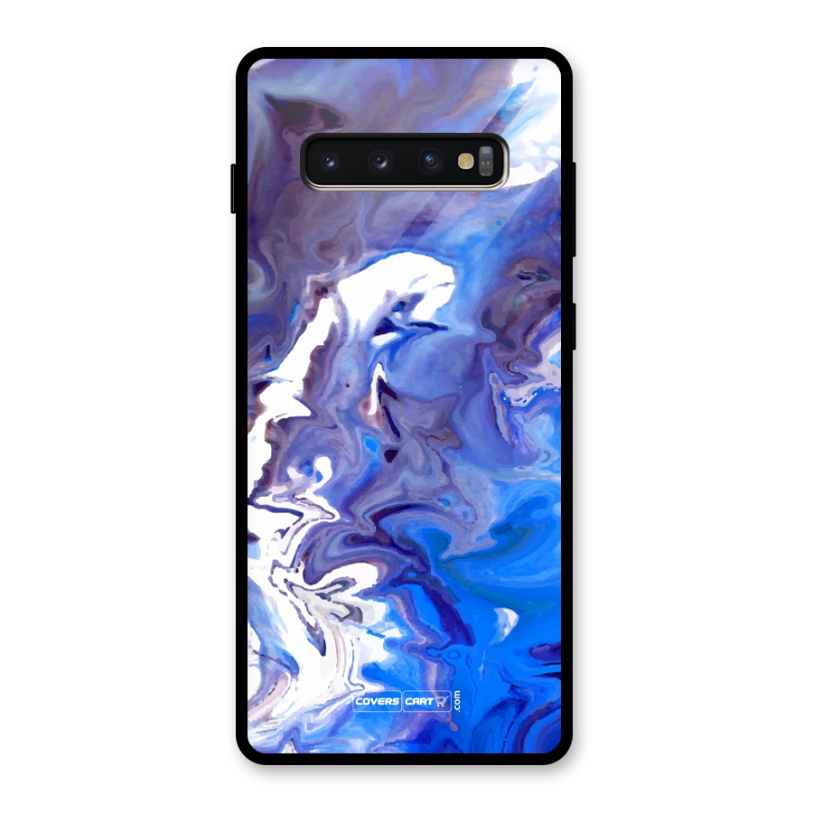 Cool Blue Marble Texture Glass Back Case for Galaxy S10 Plus