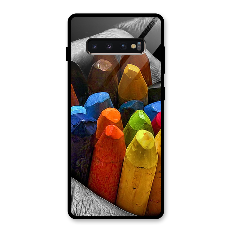 Crayons Beautiful Glass Back Case for Galaxy S10 Plus