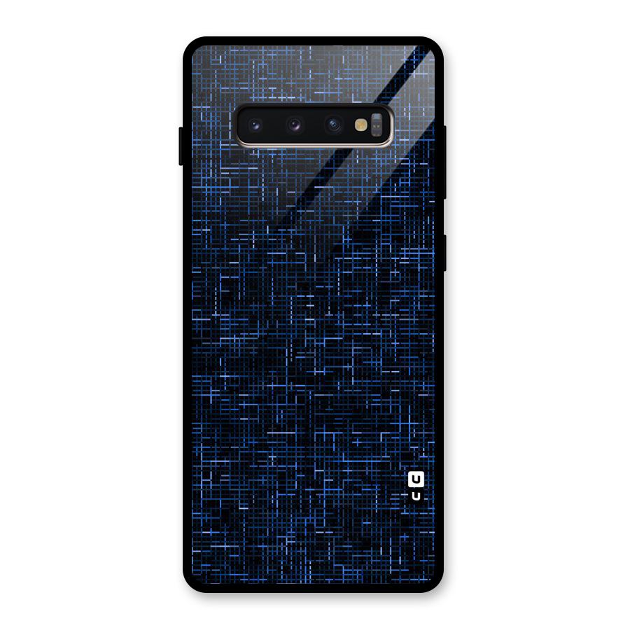 Criss Cross Blue Pattern Glass Back Case for Galaxy S10 Plus