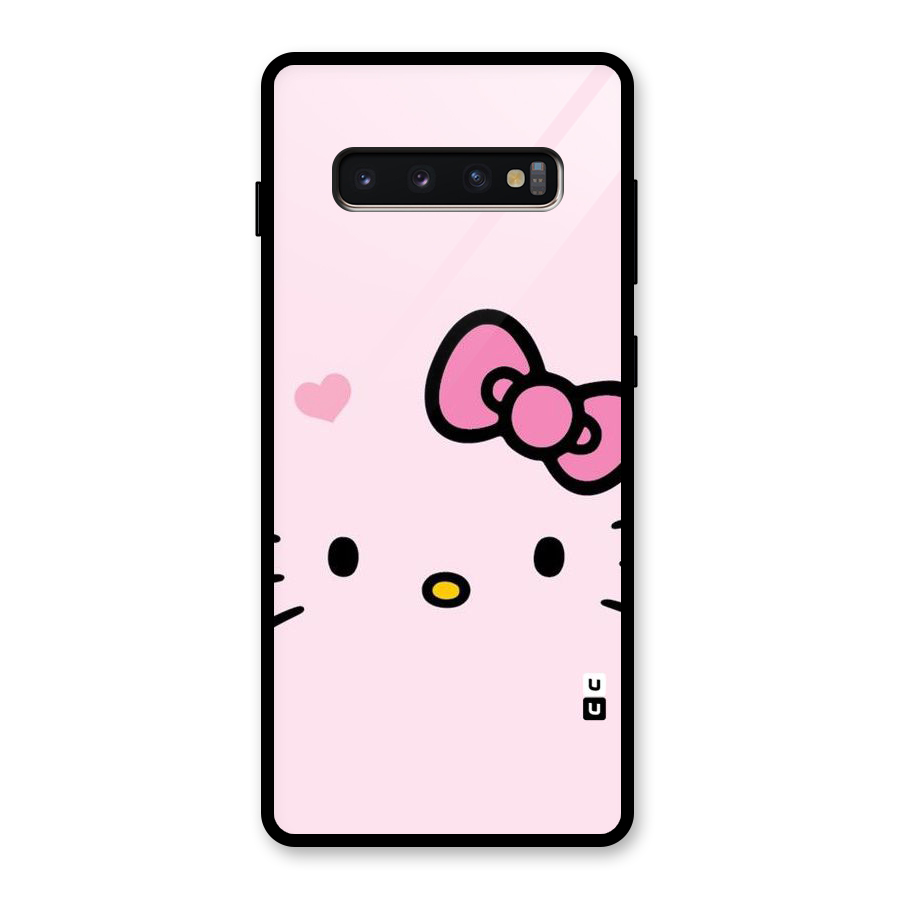 Cute Bow Face Glass Back Case for Galaxy S10 Plus