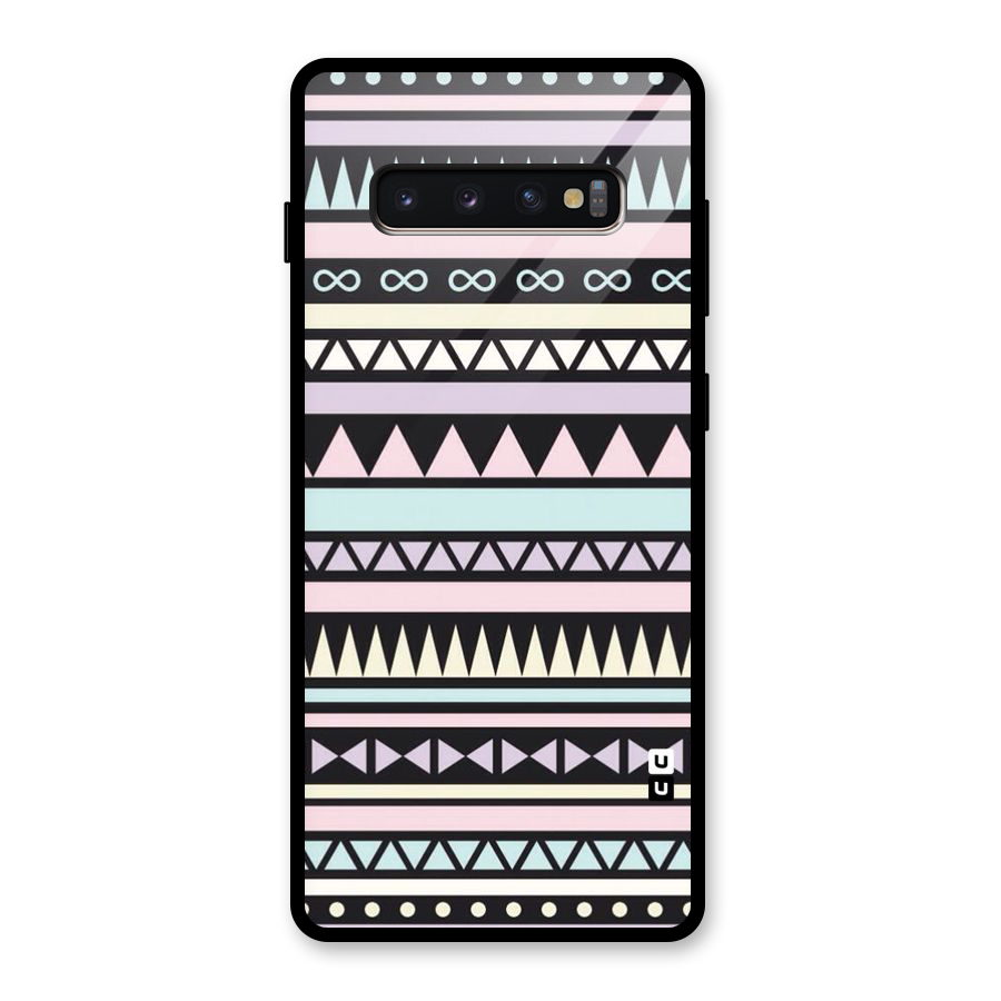 Cute Chev Pattern Glass Back Case for Galaxy S10 Plus