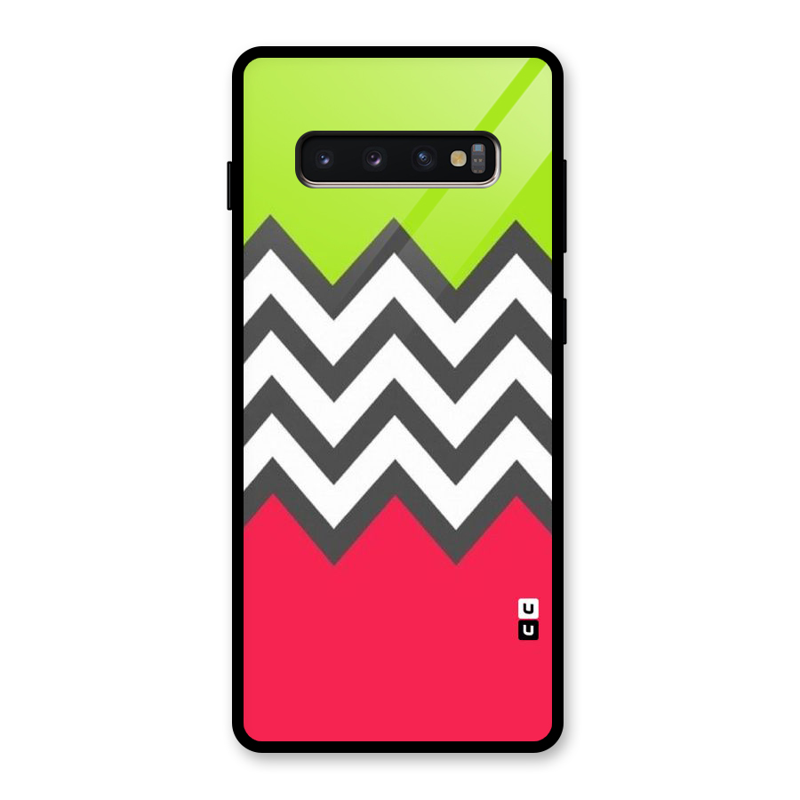 Cute Chevron Glass Back Case for Galaxy S10 Plus